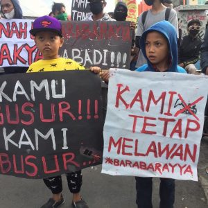 Iustrasi aksi demonstrasi Warga Bara-Barayya tolak penggusuran.